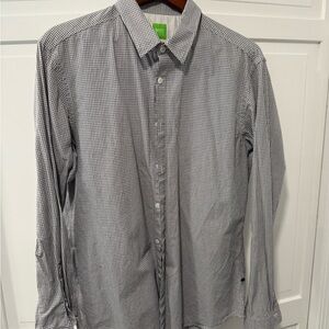 Men's BOSS Black and White Checkered Shirt